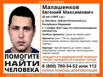 В Саратовской области ищут пропавшего мордовца со шрамом на щеке