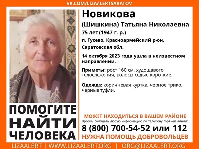 В Саратовской области ищут пенсионерку в коричневой куртке