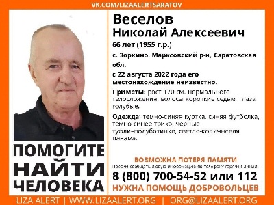 В Саратовской области пропал пенсионер в синем трико и коричневой панаме